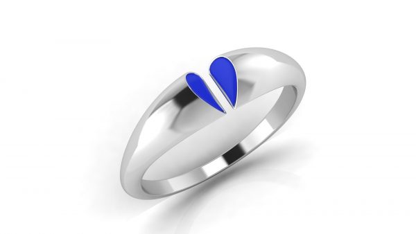 Inel din argint 925 cu forma de inima albastru